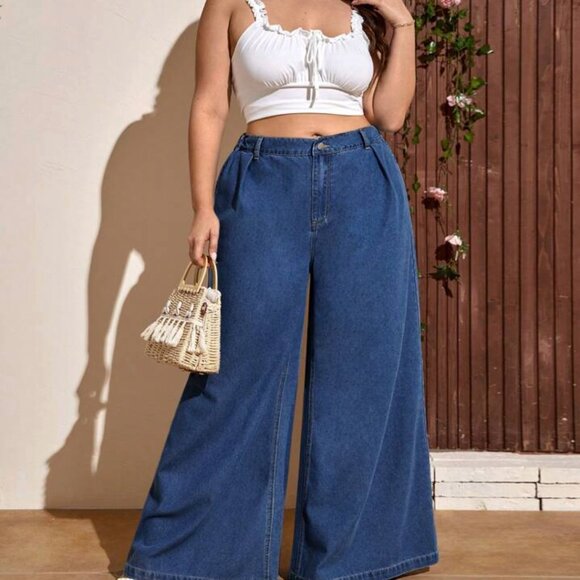 2X Plus Wide Leg Jeans - Picture 1 of 9